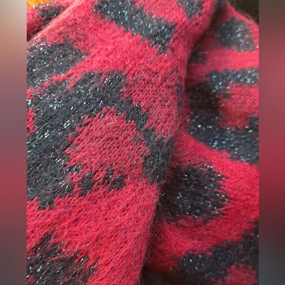 Maje kolette leopard animal print crewneck burgundy mohair blend sweater 1 - S - Picture 7 of 9